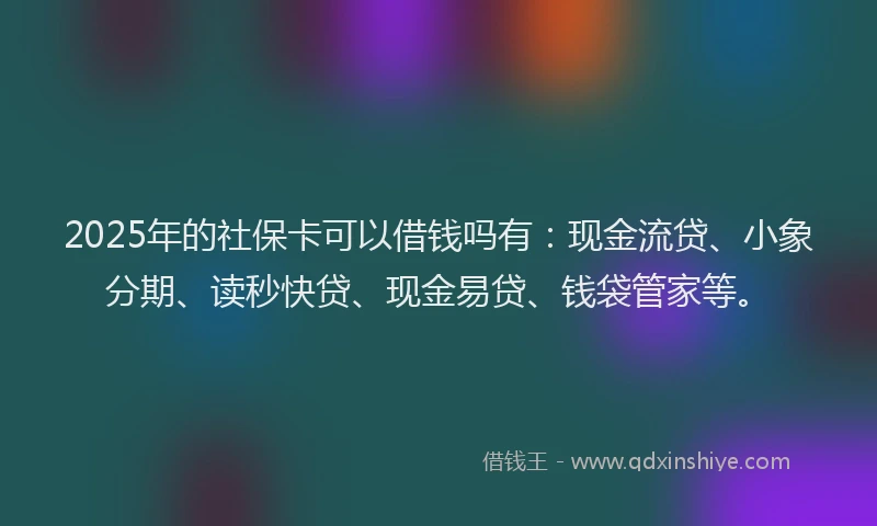 2025年的社保卡可以借钱吗有：现金流贷、小象分期、读秒快贷、现金易贷、钱袋管家等。