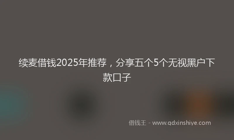 续麦借钱2025年推荐，分享五个5个无视黑户下款口子