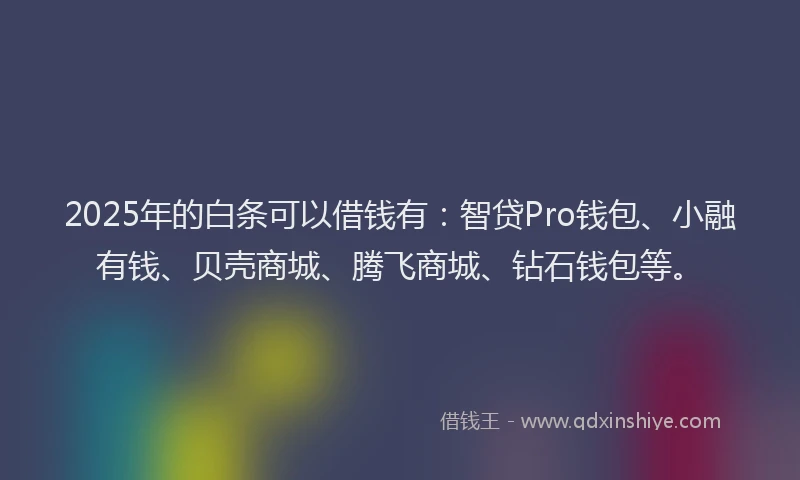 2025年的白条可以借钱有：智贷Pro钱包、小融有钱、贝壳商城、腾飞商城、钻石钱包等。