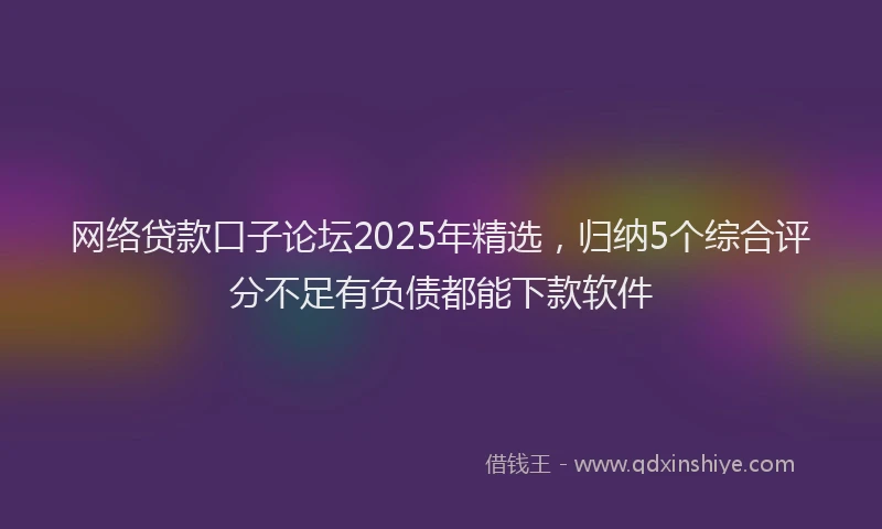 网络贷款口子论坛2025年精选，归纳5个综合评分不足有负债都能下款软件