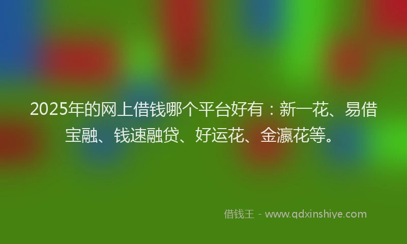 2025年的网上借钱哪个平台好有：新一花、易借宝融、钱速融贷、好运花、金瀛花等。