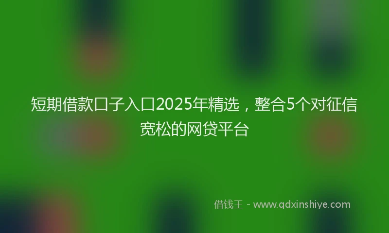 短期借款口子入口2025年精选，整合5个对征信宽松的网贷平台