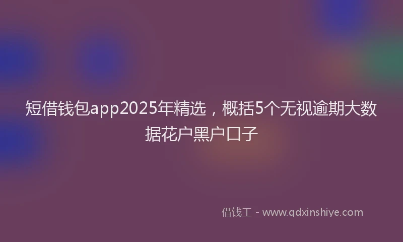 短借钱包app2025年精选，概括5个无视逾期大数据花户黑户口子