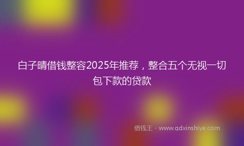 白子晴借钱整容2025年推荐，整合五个无视一切包下款的贷款