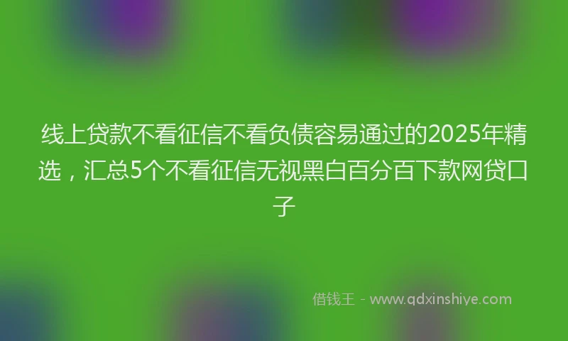 线上贷款不看征信不看负债容易通过的2025年精选，汇总5个不看征信无视黑白百分百下款网贷口子