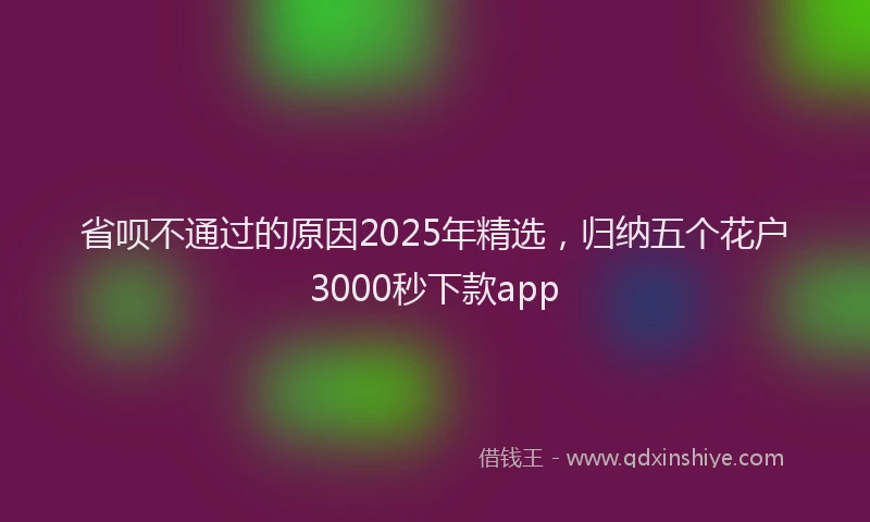 省呗不通过的原因2025年精选，归纳五个花户3000秒下款app
