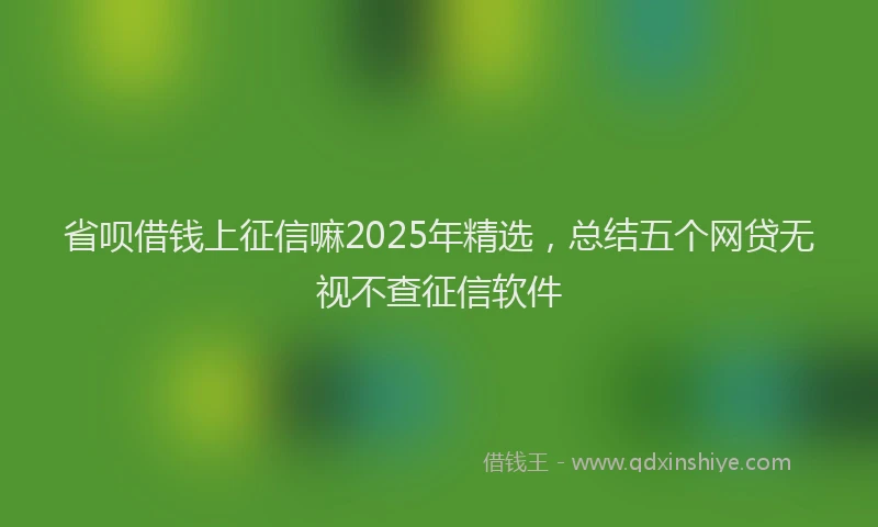 省呗借钱上征信嘛2025年精选，总结五个网贷无视不查征信软件
