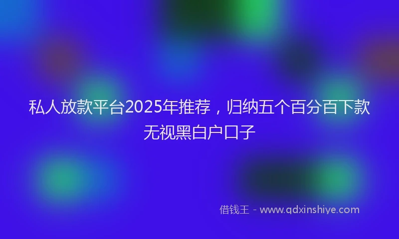 私人放款平台2025年推荐，归纳五个百分百下款无视黑白户口子