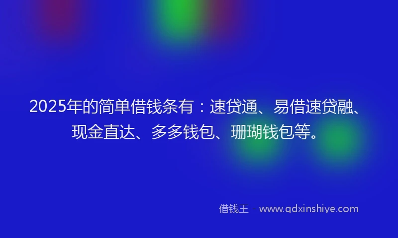 2025年的简单借钱条有：速贷通、易借速贷融、现金直达、多多钱包、珊瑚钱包等。
