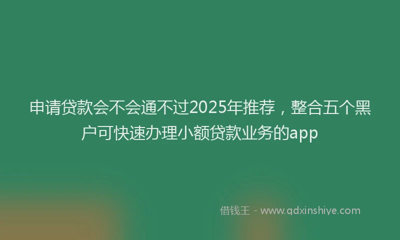 申请贷款会不会通不过2025年推荐，整合五个黑户可快速办理小额贷款业务的app