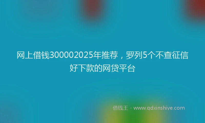 网上借钱300002025年推荐，罗列5个不查征信好下款的网贷平台