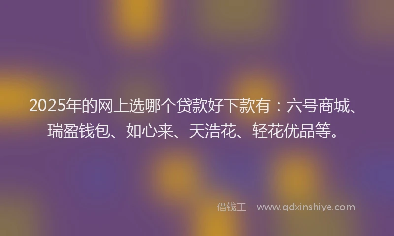 2025年的网上选哪个贷款好下款有：六号商城、瑞盈钱包、如心来、天浩花、轻花优品等。