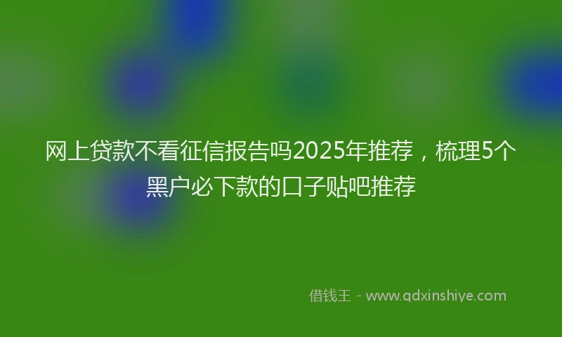 网上贷款不看征信报告吗2025年推荐，梳理5个黑户必下款的口子贴吧推荐