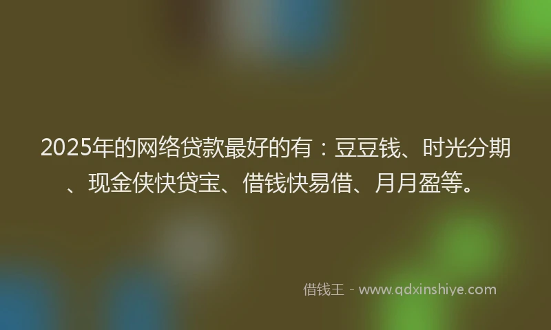 2025年的网络贷款最好的有：豆豆钱、时光分期、现金侠快贷宝、借钱快易借、月月盈等。