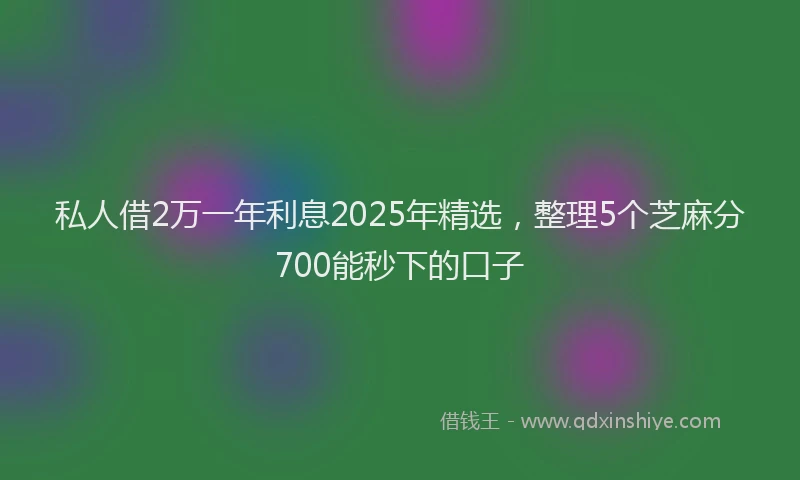 私人借2万一年利息2025年精选，整理5个芝麻分700能秒下的口子