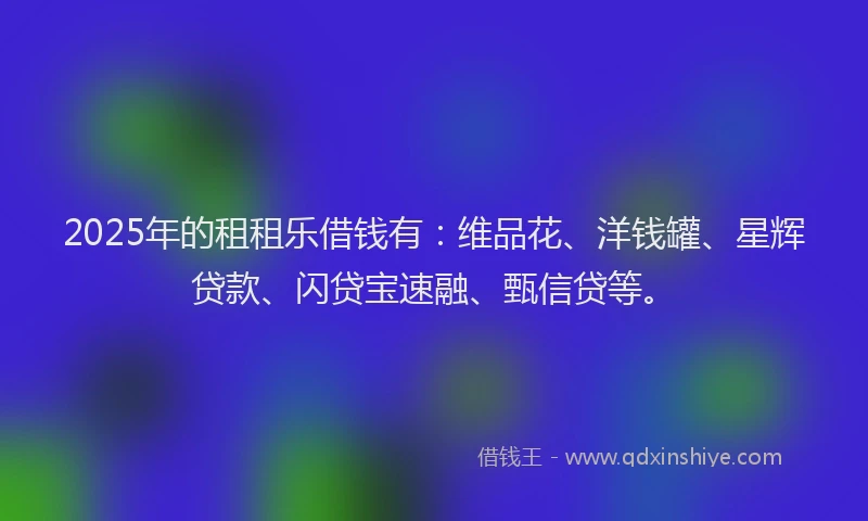 2025年的租租乐借钱有：维品花、洋钱罐、星辉贷款、闪贷宝速融、甄信贷等。