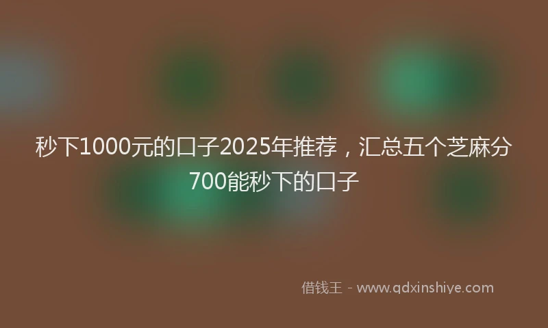 秒下1000元的口子2025年推荐，汇总五个芝麻分700能秒下的口子