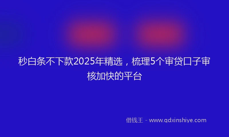 秒白条不下款2025年精选，梳理5个审贷口子审核加快的平台