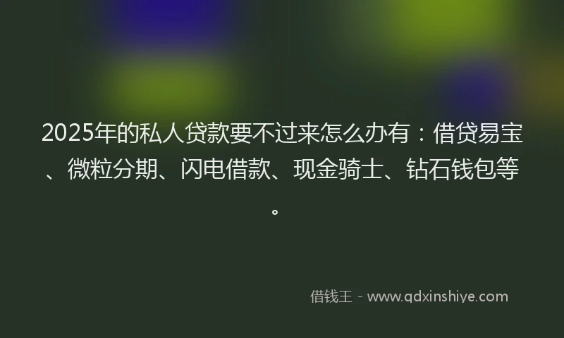 2025年的私人贷款要不过来怎么办有：借贷易宝、微粒分期、闪电借款、现金骑士、钻石钱包等。