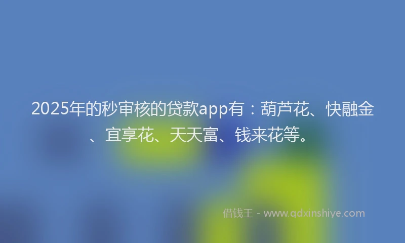 2025年的秒审核的贷款app有：葫芦花、快融金、宜享花、天天富、钱来花等。