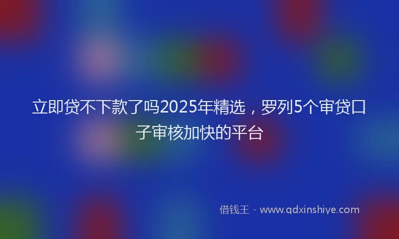 立即贷不下款了吗2025年精选，罗列5个审贷口子审核加快的平台