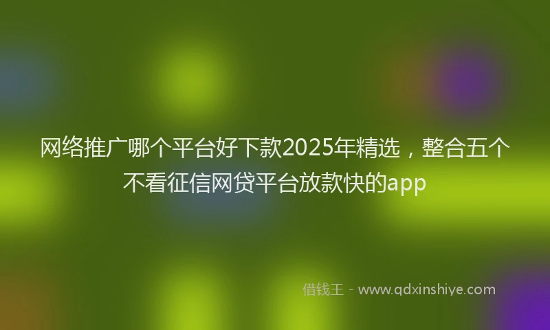 网络推广哪个平台好下款2025年精选，整合五个不看征信网贷平台放款快的app