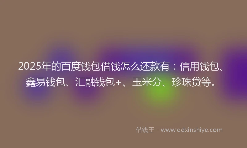 2025年的百度钱包借钱怎么还款有：信用钱包、鑫易钱包、汇融钱包+、玉米分、珍珠贷等。