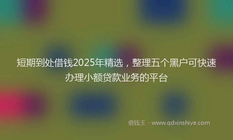 短期到处借钱2025年精选，整理五个黑户可快速办理小额贷款业务的平台