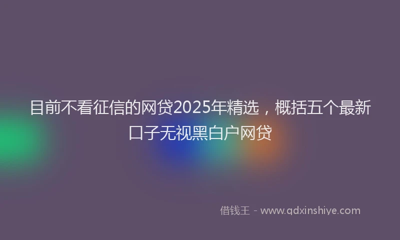 目前不看征信的网贷2025年精选，概括五个最新口子无视黑白户网贷