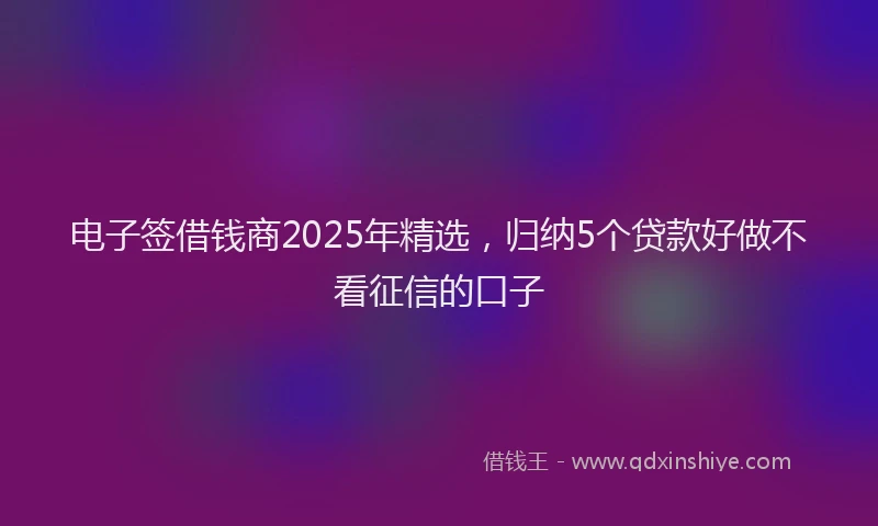 电子签借钱商2025年精选，归纳5个贷款好做不看征信的口子