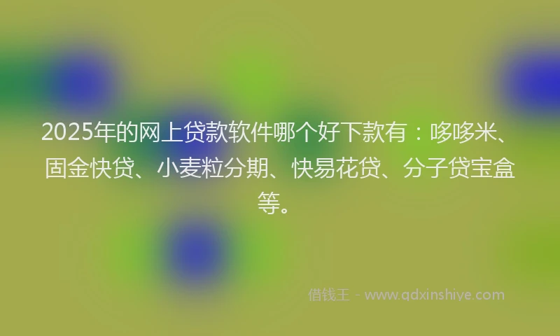 2025年的网上贷款软件哪个好下款有：哆哆米、固金快贷、小麦粒分期、快易花贷、分子贷宝盒等。