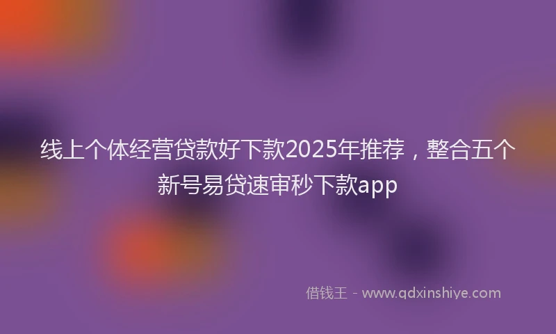 线上个体经营贷款好下款2025年推荐，整合五个新号易贷速审秒下款app