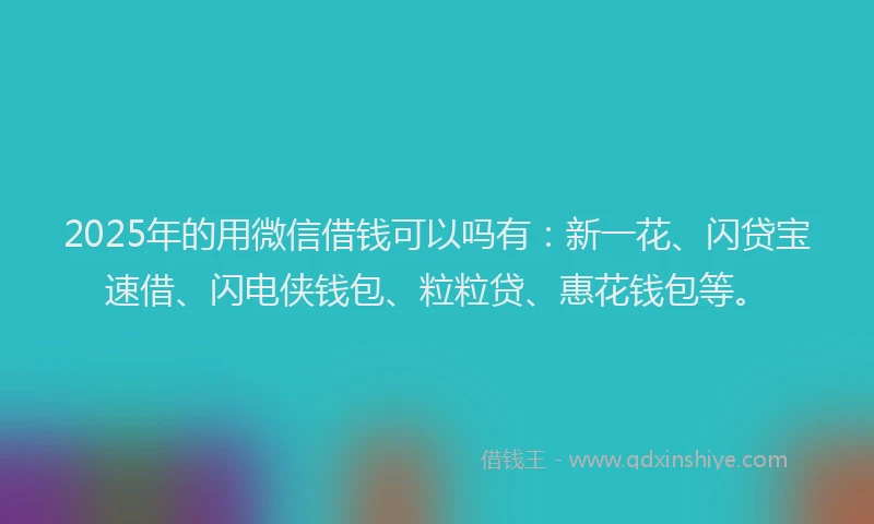2025年的用微信借钱可以吗有：新一花、闪贷宝速借、闪电侠钱包、粒粒贷、惠花钱包等。