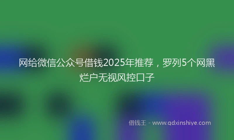 网给微信公众号借钱2025年推荐，罗列5个网黑烂户无视风控口子