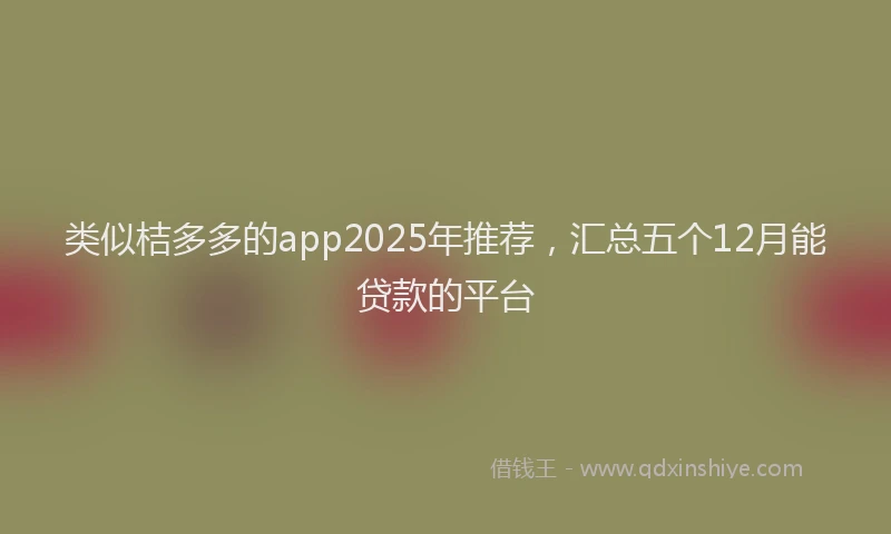 类似桔多多的app2025年推荐，汇总五个12月能贷款的平台