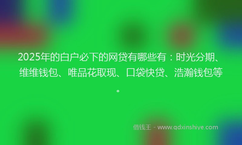 2025年的白户必下的网贷有哪些有：时光分期、维维钱包、唯品花取现、口袋快贷、浩瀚钱包等。