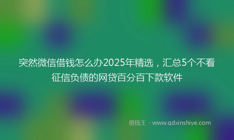突然微信借钱怎么办2025年精选，汇总5个不看征信负债的网贷百分百下款软件