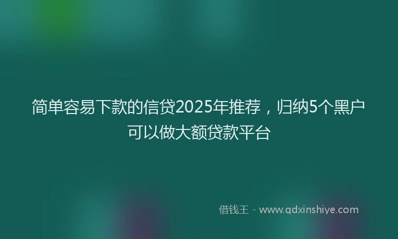 简单容易下款的信贷2025年推荐，归纳5个黑户可以做大额贷款平台
