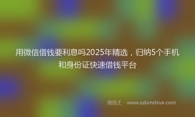 用微信借钱要利息吗2025年精选，归纳5个手机和身份证快速借钱平台