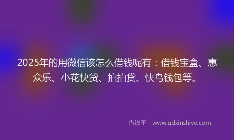 2025年的用微信该怎么借钱呢有：借钱宝盒、惠众乐、小花快贷、拍拍贷、快鸟钱包等。