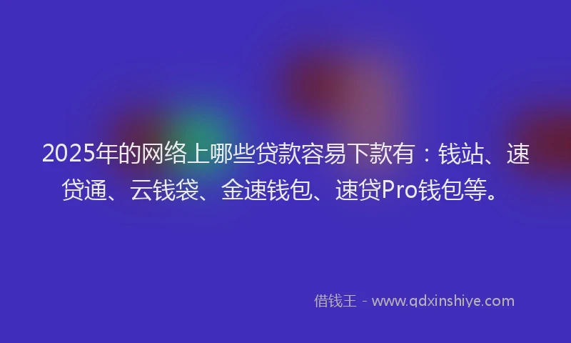 2025年的网络上哪些贷款容易下款有：钱站、速贷通、云钱袋、金速钱包、速贷Pro钱包等。