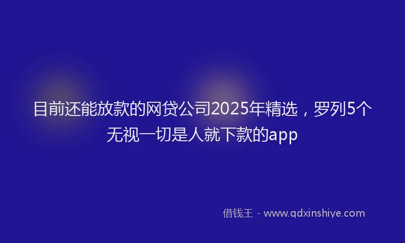 目前还能放款的网贷公司2025年精选，罗列5个无视一切是人就下款的app