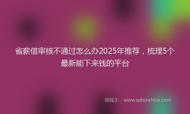 省薪借审核不通过怎么办2025年推荐，梳理5个最新能下来钱的平台