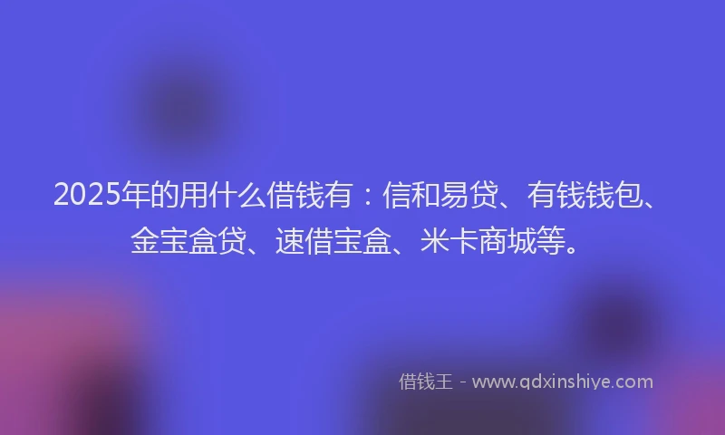 2025年的用什么借钱有：信和易贷、有钱钱包、金宝盒贷、速借宝盒、米卡商城等。