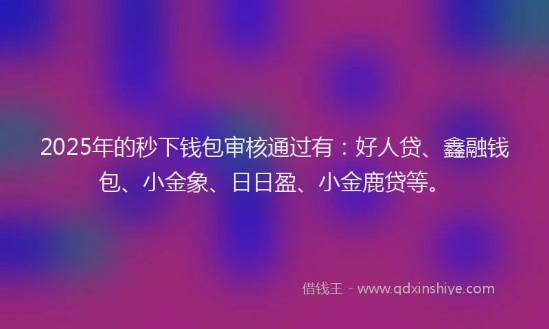 2025年的秒下钱包审核通过有：好人贷、鑫融钱包、小金象、日日盈、小金鹿贷等。