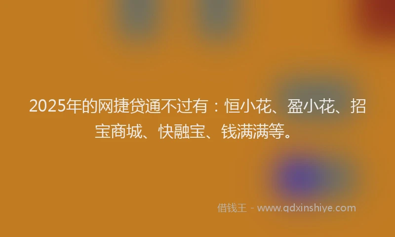 2025年的网捷贷通不过有：恒小花、盈小花、招宝商城、快融宝、钱满满等。