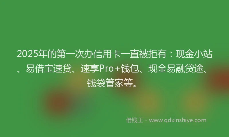2025年的第一次办信用卡一直被拒有：现金小站、易借宝速贷、速享Pro+钱包、现金易融贷途、钱袋管家等。