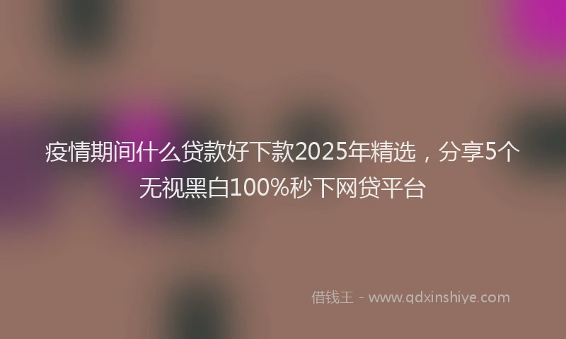 疫情期间什么贷款好下款2025年精选，分享5个无视黑白100%秒下网贷平台