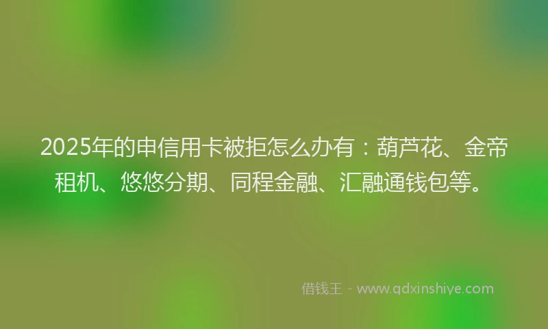 2025年的申信用卡被拒怎么办有：葫芦花、金帝租机、悠悠分期、同程金融、汇融通钱包等。