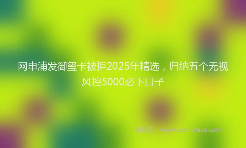 网申浦发御玺卡被拒2025年精选，归纳五个无视风控5000必下口子